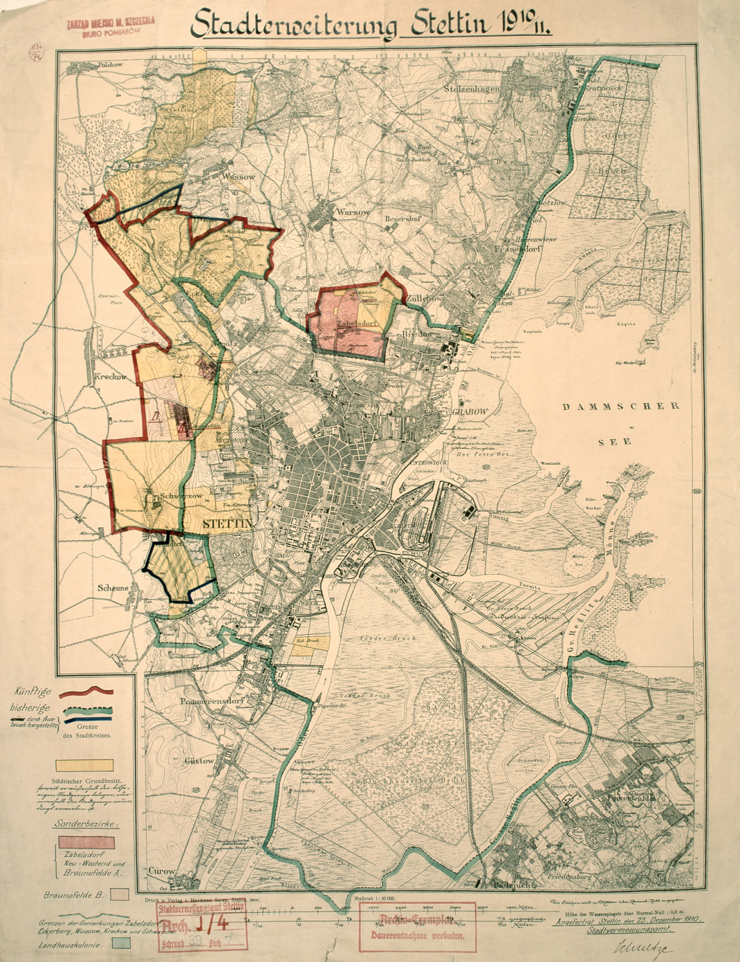 Plany historyczne rozwoju przestrzennego Szczecina - 1911 r.