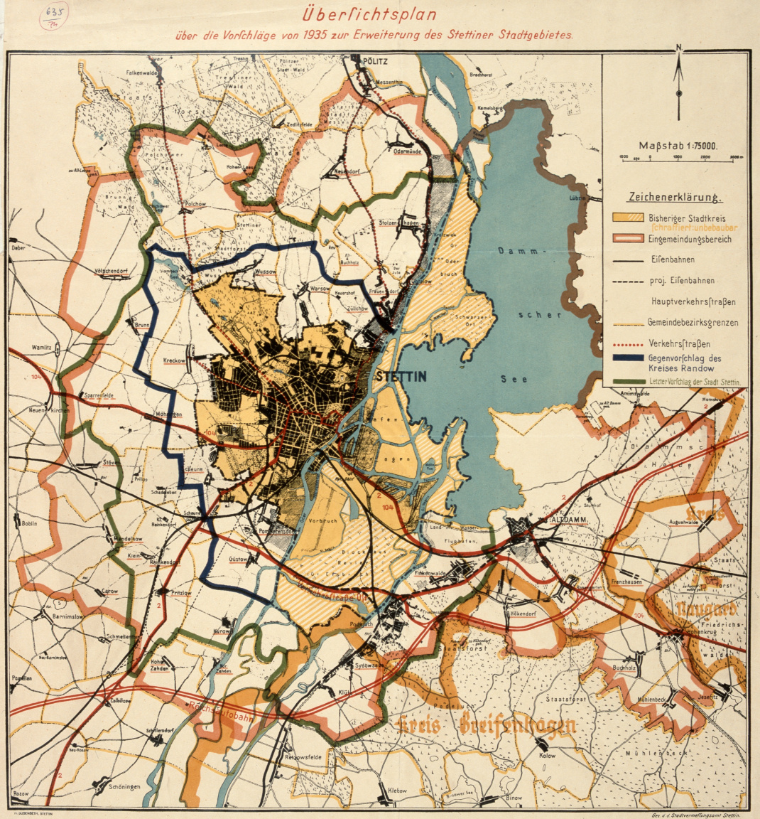 Plany historyczne rozwoju przestrzennego Szczecina - 1935 r.