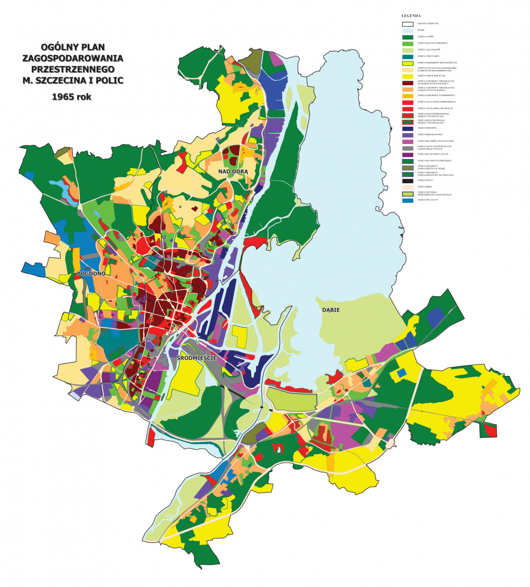 Plany historyczne rozwoju przestrzennego Szczecina - 1965 r.