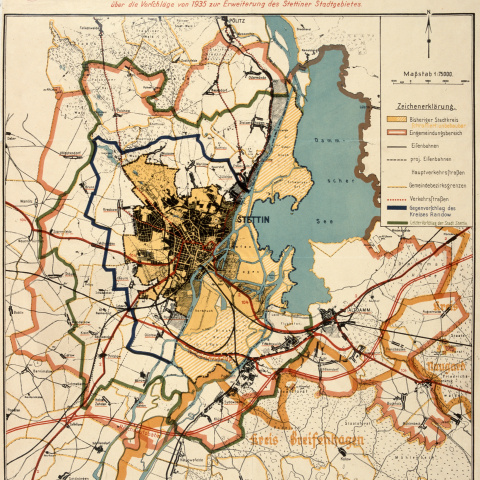 Plany historyczne rozwoju przestrzennego Szczecina - 1935 r.