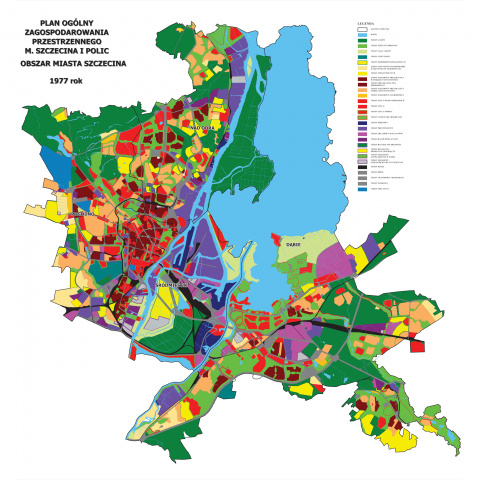 Plany historyczne rozwoju przestrzennego Szczecina - 1977 r.